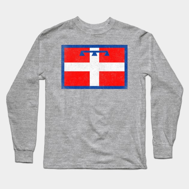 Piemonte / Piedmont Italia Flag Vintage Look Design Long Sleeve T-Shirt by DankFutura